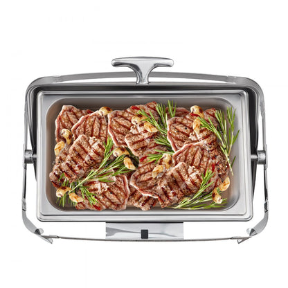 DT-C1104 - 9-Quart Stainless Steel Roll-Top Chafing Dish for Buffets