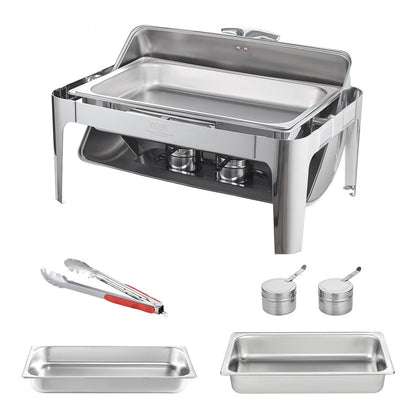 DT-C1104 - 9-Quart Stainless Steel Roll-Top Chafing Dish for Buffets