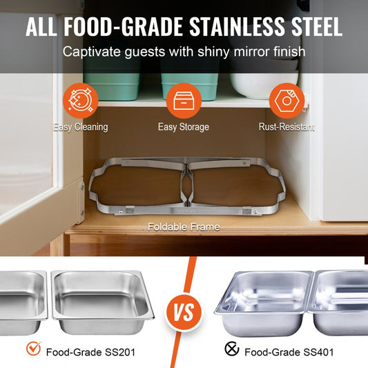 DT-C1012 - Stainless Steel Chafing Dish Set with 8Qt & 4Qt Pans