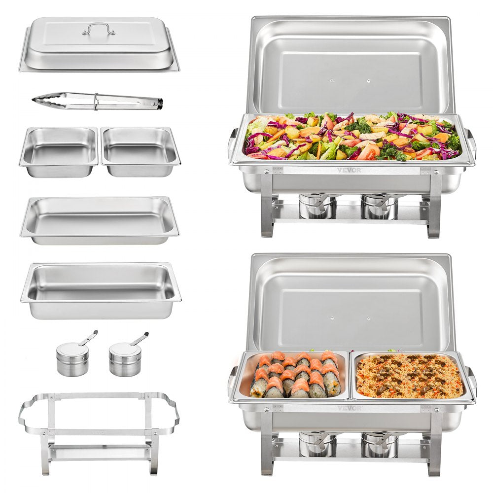 DT-C1012 - Stainless Steel Chafing Dish Set with 8Qt & 4Qt Pans