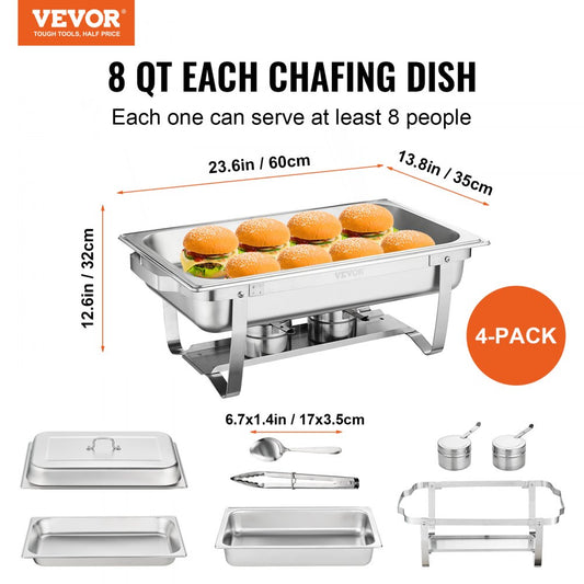 DT-C1014 - 8 Qt Stainless Steel Chafing Dish Set for Buffets