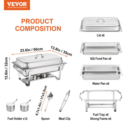 DT-C1016 - 8 Qt Stainless Steel Chafing Dish Set for Events