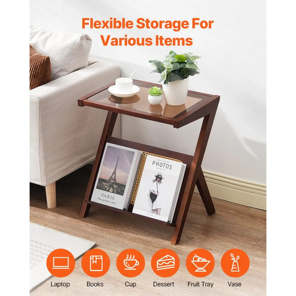 NR-GR-01 - VEVOR Z-Shaped Rattan Coffee Table with Glass Top