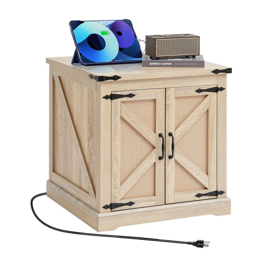 HYBZ-CXBT-009 - Rustic Rattan Lift-Top Coffee Table with Power Ports