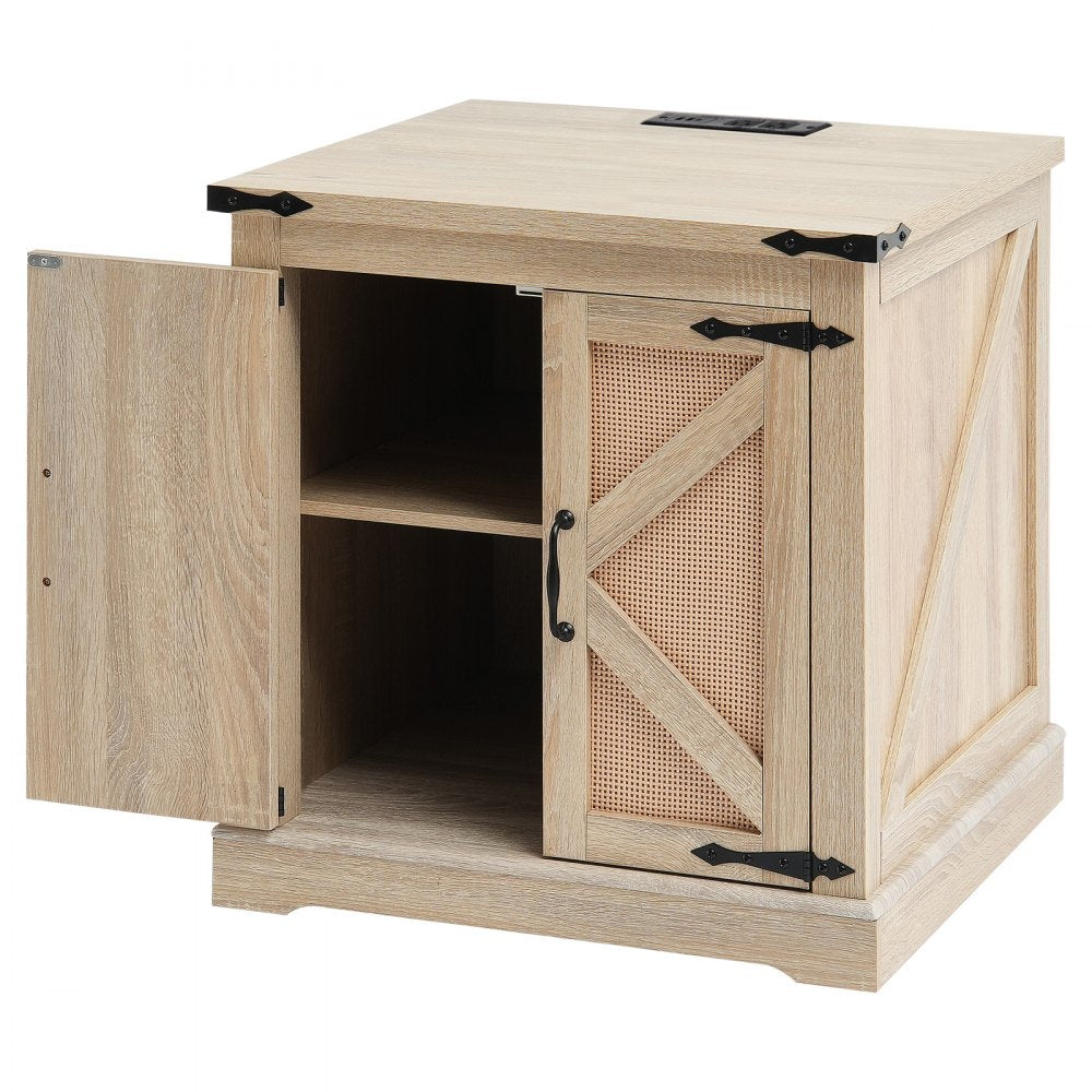 HYBZ-CXBT-009 - Rustic Rattan Lift-Top Coffee Table with Power Ports