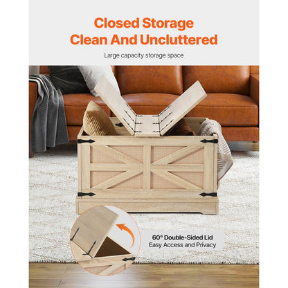 HYCT-MZBT-008 - Modern Dual Lift-Top Rattan Coffee Table with Storage