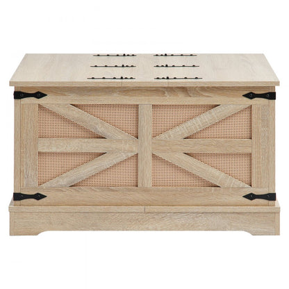 HYCT-MZBT-008 - Modern Dual Lift-Top Rattan Coffee Table with Storage