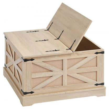 HYCT-MZBT-008 - Modern Dual Lift-Top Rattan Coffee Table with Storage