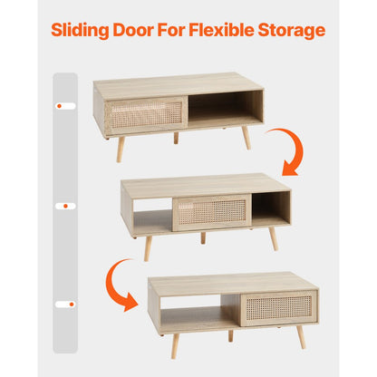 HYCT-CFX-010 - Bohemian Rattan Coffee Table with Hidden Storage, 41.3 in