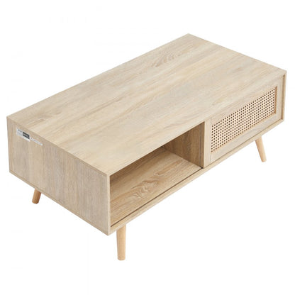 HYCT-CFX-010 - Bohemian Rattan Coffee Table with Hidden Storage, 41.3 in