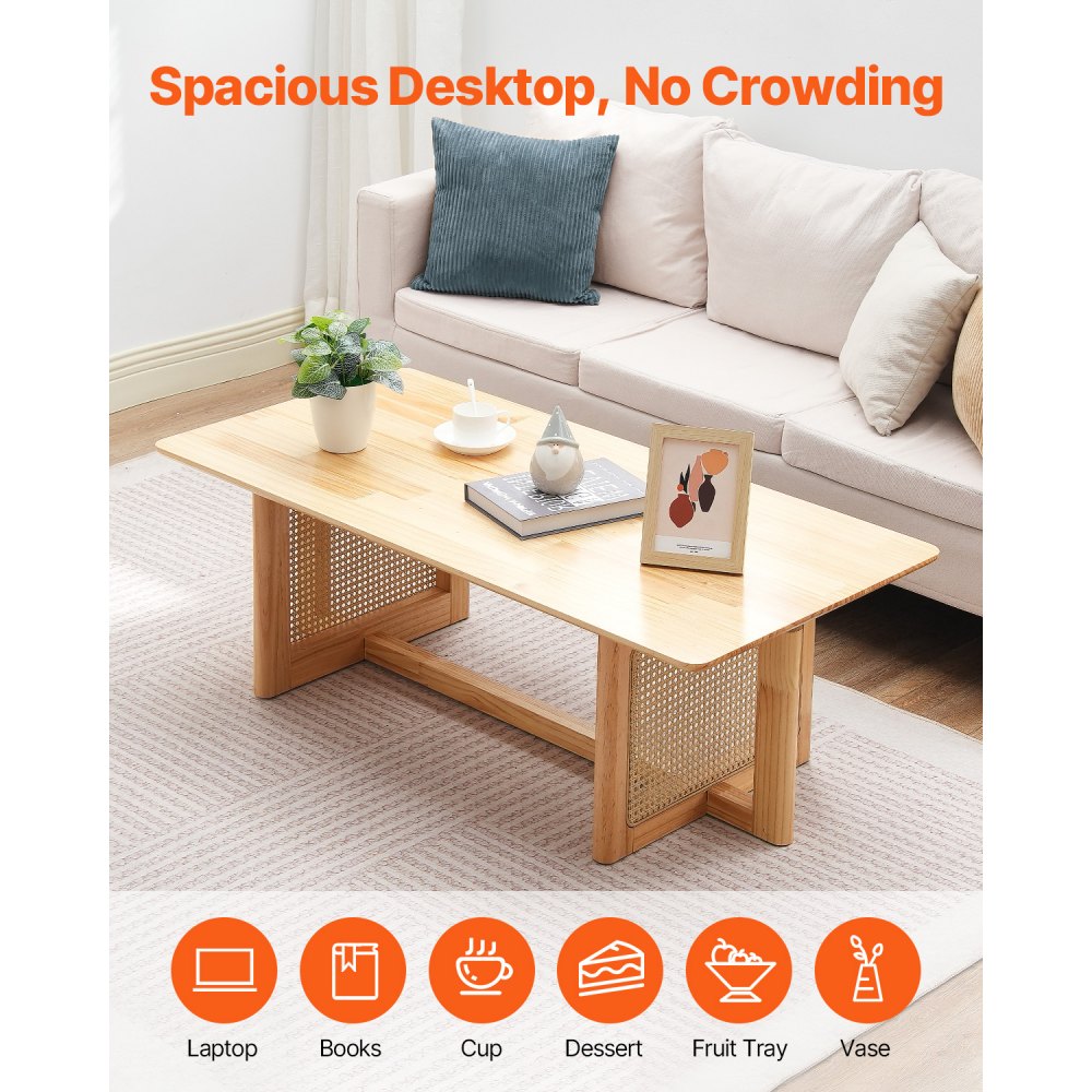 CT-SR-01 - Versatile 250 lbs Rattan Coffee Table in Bohemian Style