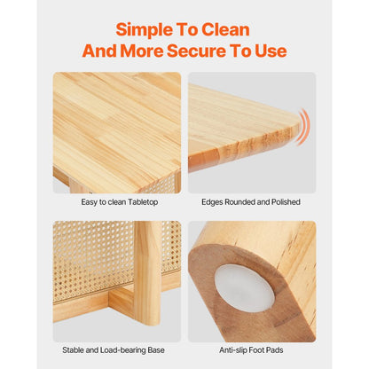 CT-SR-01 - Versatile 250 lbs Rattan Coffee Table in Bohemian Style