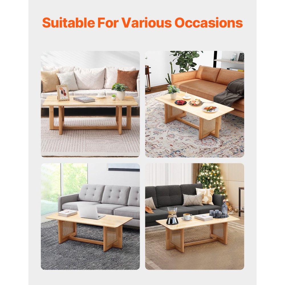 CT-SR-01 - Versatile 250 lbs Rattan Coffee Table in Bohemian Style