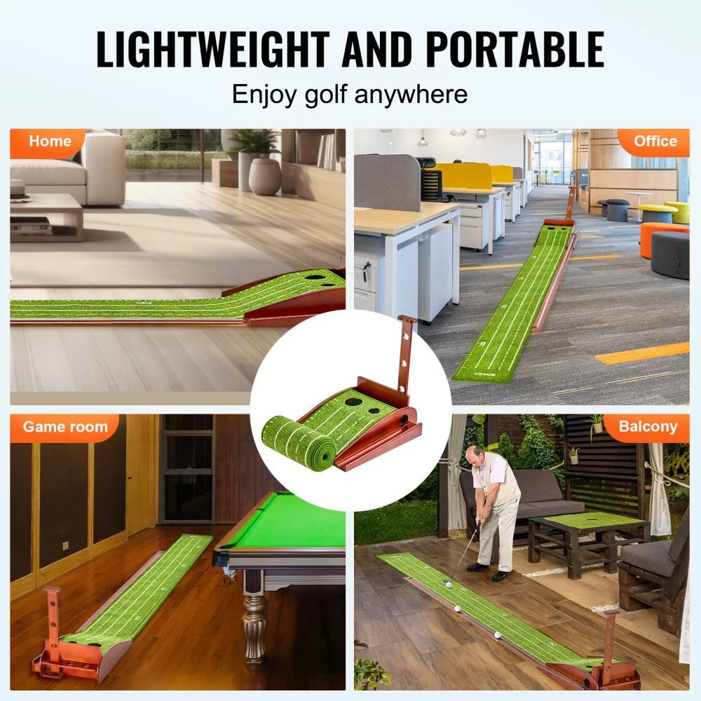 GPLXQ2D30300 - Indoor Golf Putting Mat with Ball Return & Non-Slip Base