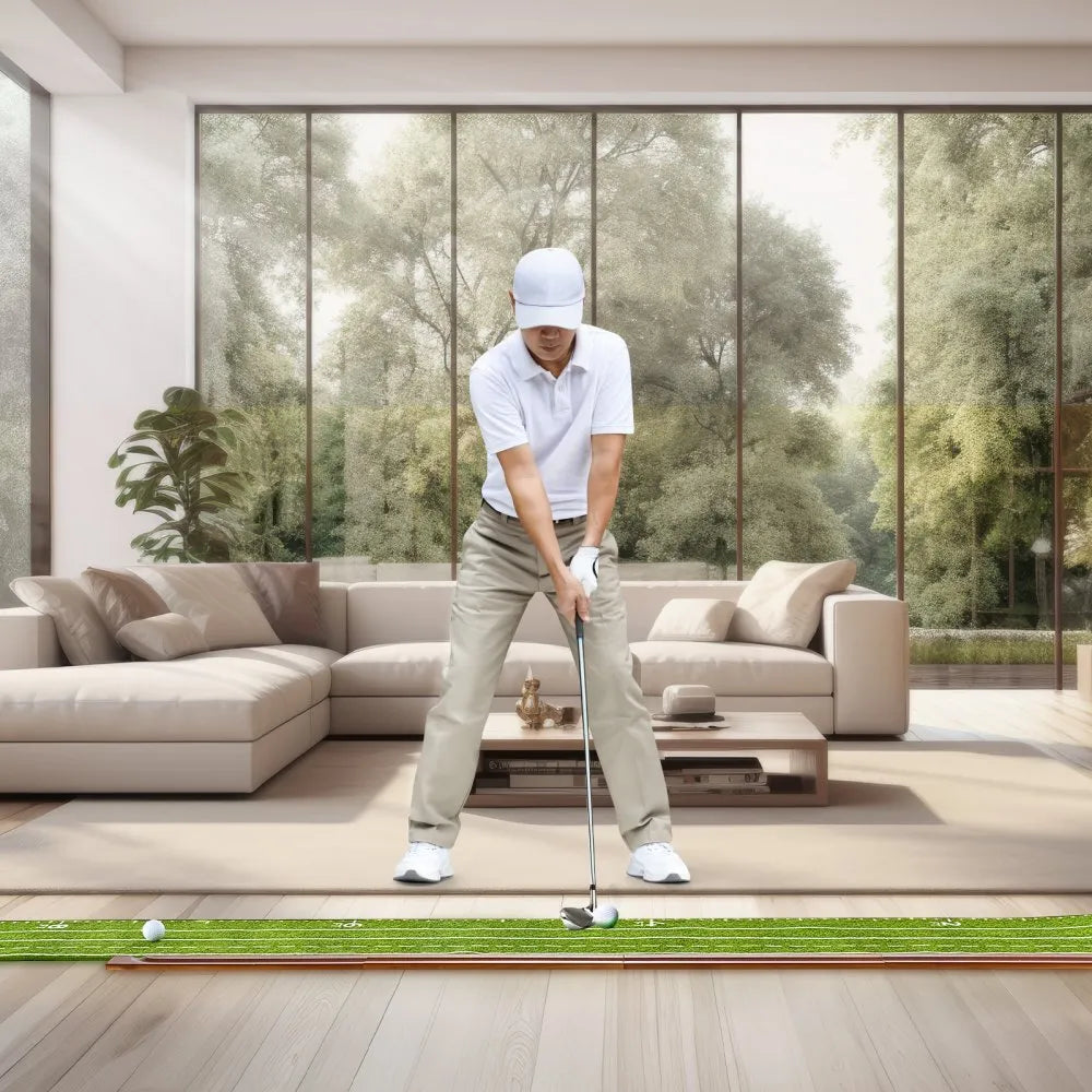 GPLXQ2D30300 - Indoor Golf Putting Mat with Ball Return & Non-Slip Base