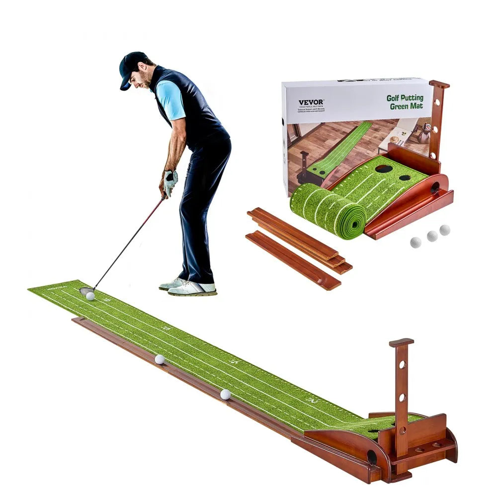 GPLXQ2D30300 - Indoor Golf Putting Mat with Ball Return & Non-Slip Base