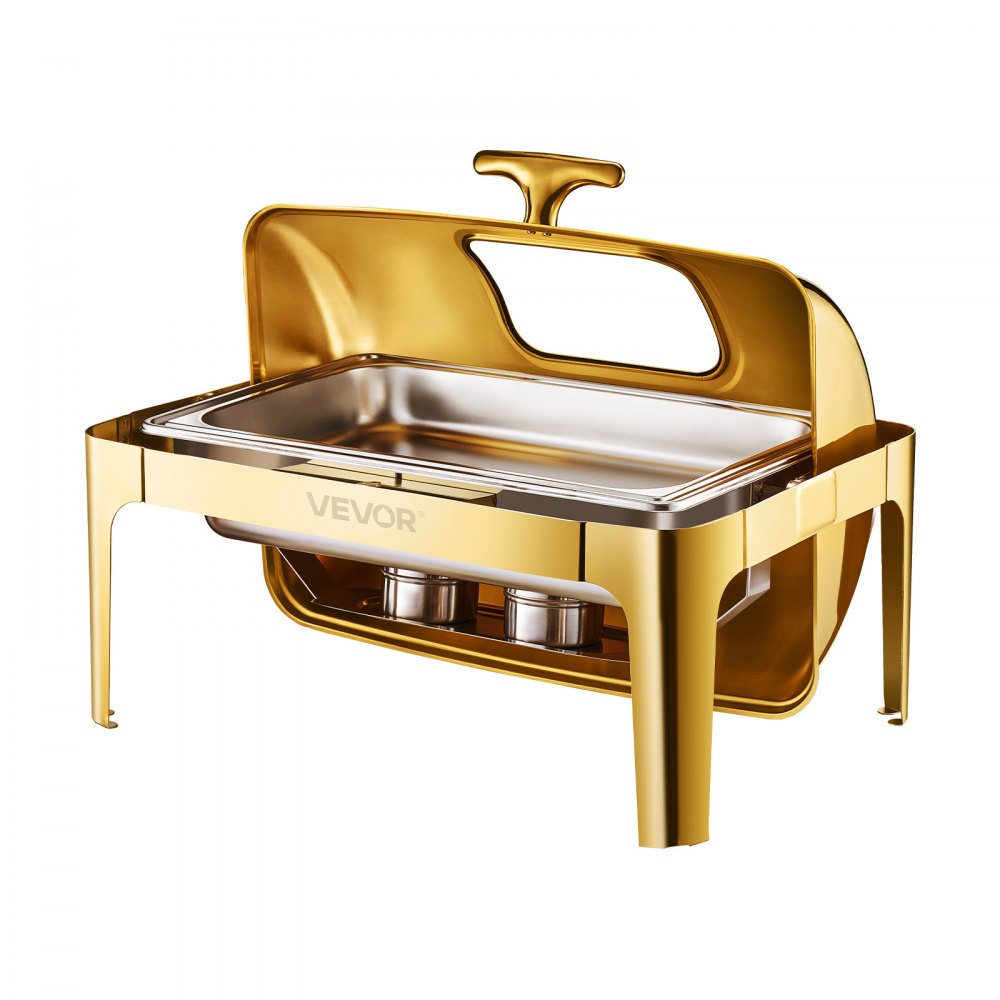 JZY723KSDJ1/1 - Elegant 9Qt Gold Stainless Steel Chafing Dish with Roll Top