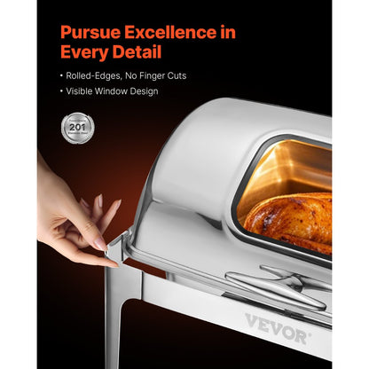 JZY723KS1/2 - Premium 4Qt Stainless Steel Chafing Dish Set for 8 Guests