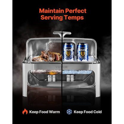 JZY723KS1/2 - Premium 4Qt Stainless Steel Chafing Dish Set for 8 Guests