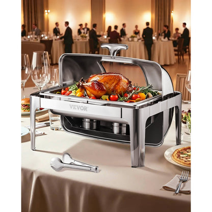 JZY723KS1/2 - Premium 4Qt Stainless Steel Chafing Dish Set for 8 Guests
