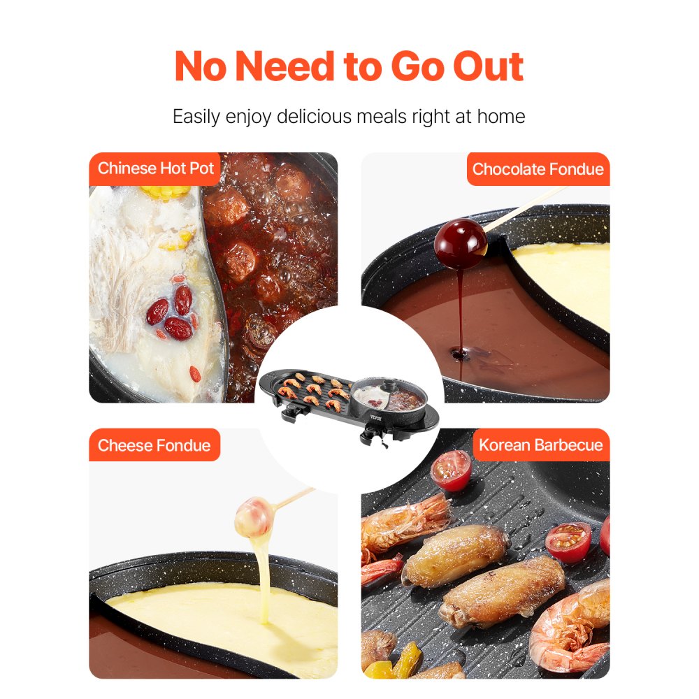 YS-604 - 2.7L Electric Hot Pot & Grill for 1-6 People, 2200W