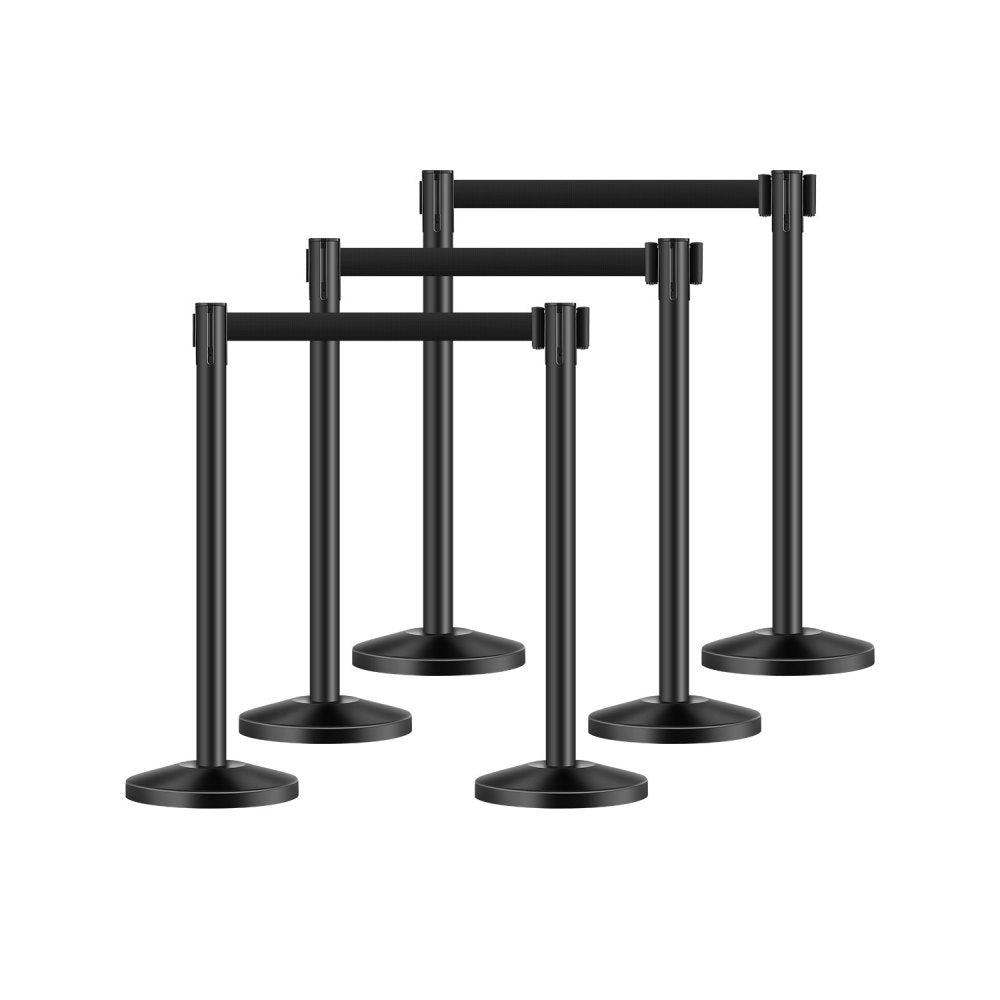 HGH2M320ZDTC-6 - Durable Carbon Steel Stanchions with Retractable Belts, 6 Pcs
