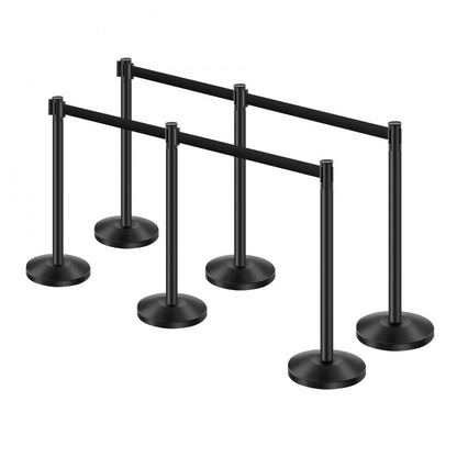 HGH2M320ZDTC-6 - Durable Carbon Steel Stanchions with Retractable Belts, 6 Pcs