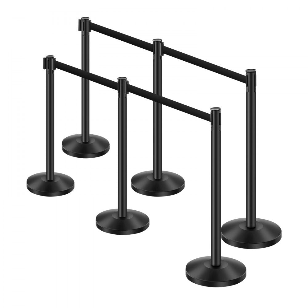 HGH2M320ZDTC-6 - Durable Carbon Steel Stanchions with Retractable Belts, 6 Pcs