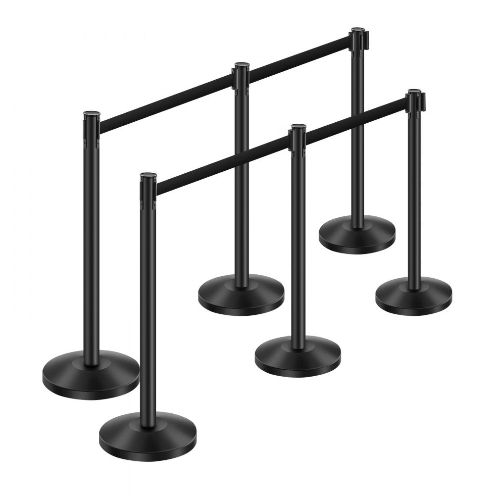HGH2M320ZDTC-6 - Durable Carbon Steel Stanchions with Retractable Belts, 6 Pcs