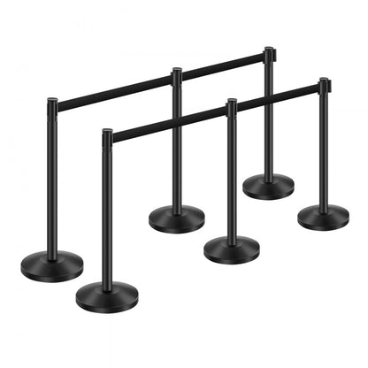HGH2M320ZDTC-6 - Durable Carbon Steel Stanchions with Retractable Belts, 6 Pcs