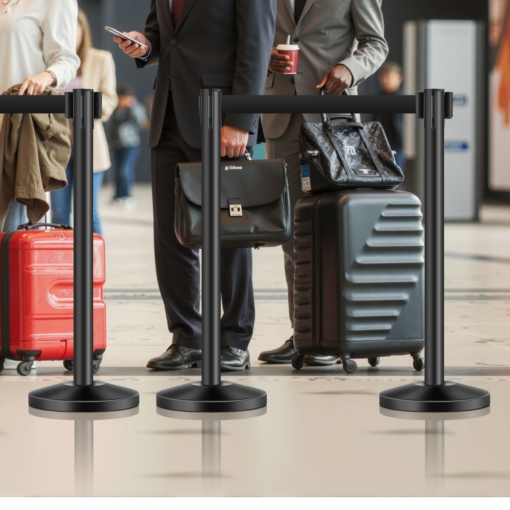 HGH2M320ZDTC-4 - 4 Durable Stanchion Posts with Retractable Belts for Crowd Control