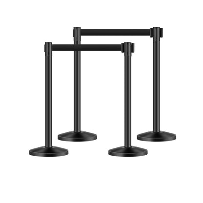 HGH2M320ZDTC-4 - 4 Durable Stanchion Posts with Retractable Belts for Crowd Control