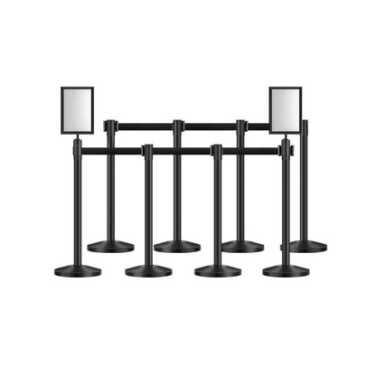 HGH2M320ZDTC-8 - Durable Black Stanchion Post with Retractable Belt & Sand-Filled Base