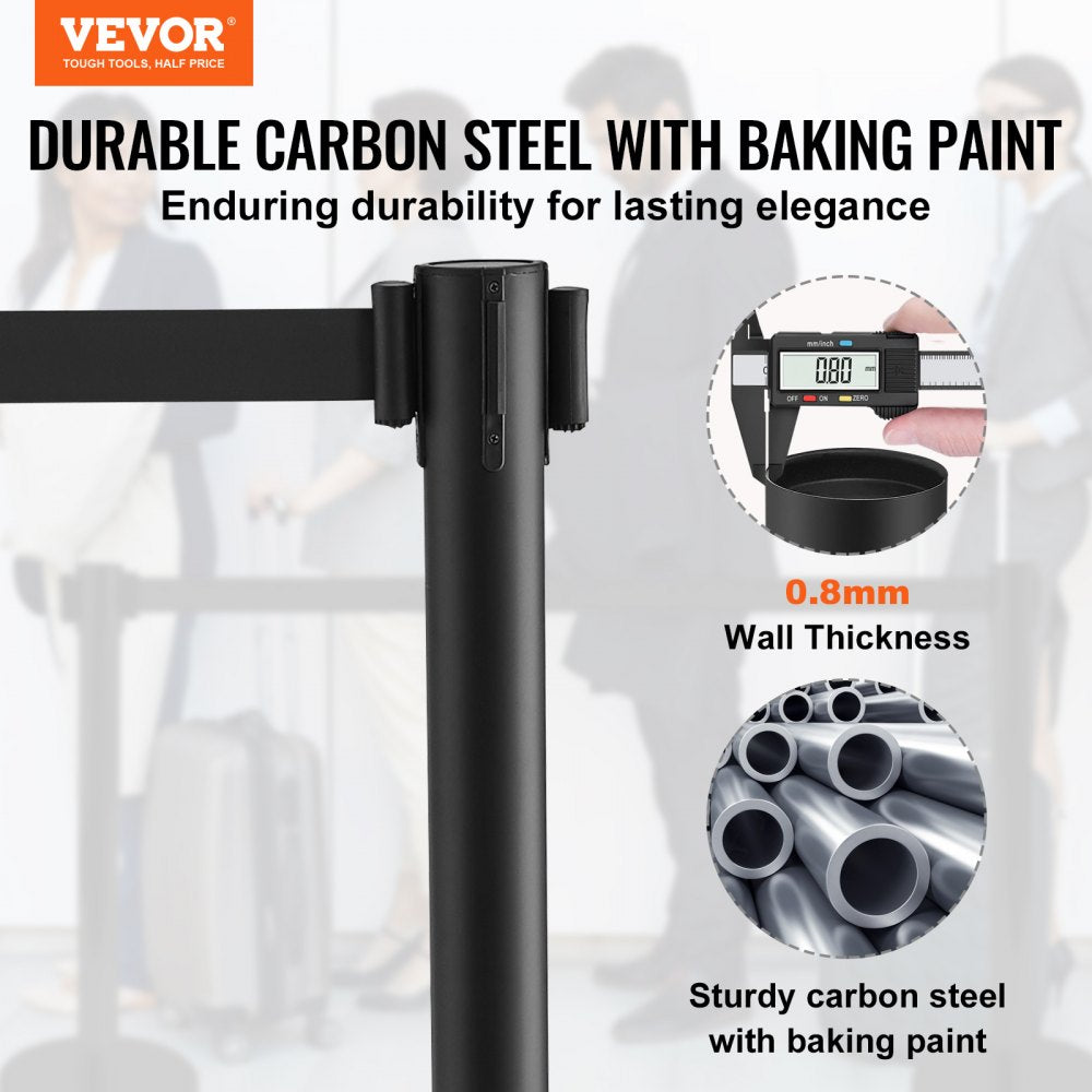 2MIHGHDTC-6 - Durable VEVOR Stanchion with 3 x 6.5FT Retractable Belts