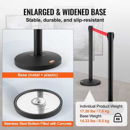 3.5MIHGHD350BXG-2 - Durable Carbon Steel Stanchions with 11ft Retractable Belt