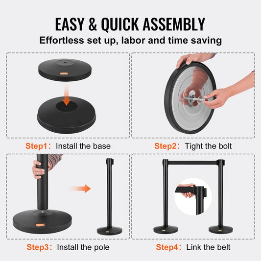 3.5MIHGHD350BXG-2 - Durable Carbon Steel Stanchions with 11ft Retractable Belt