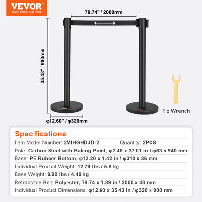 2MIHGHDJD-2 - VEVOR 6.5ft Retractable Stanchions for Effective Crowd Control