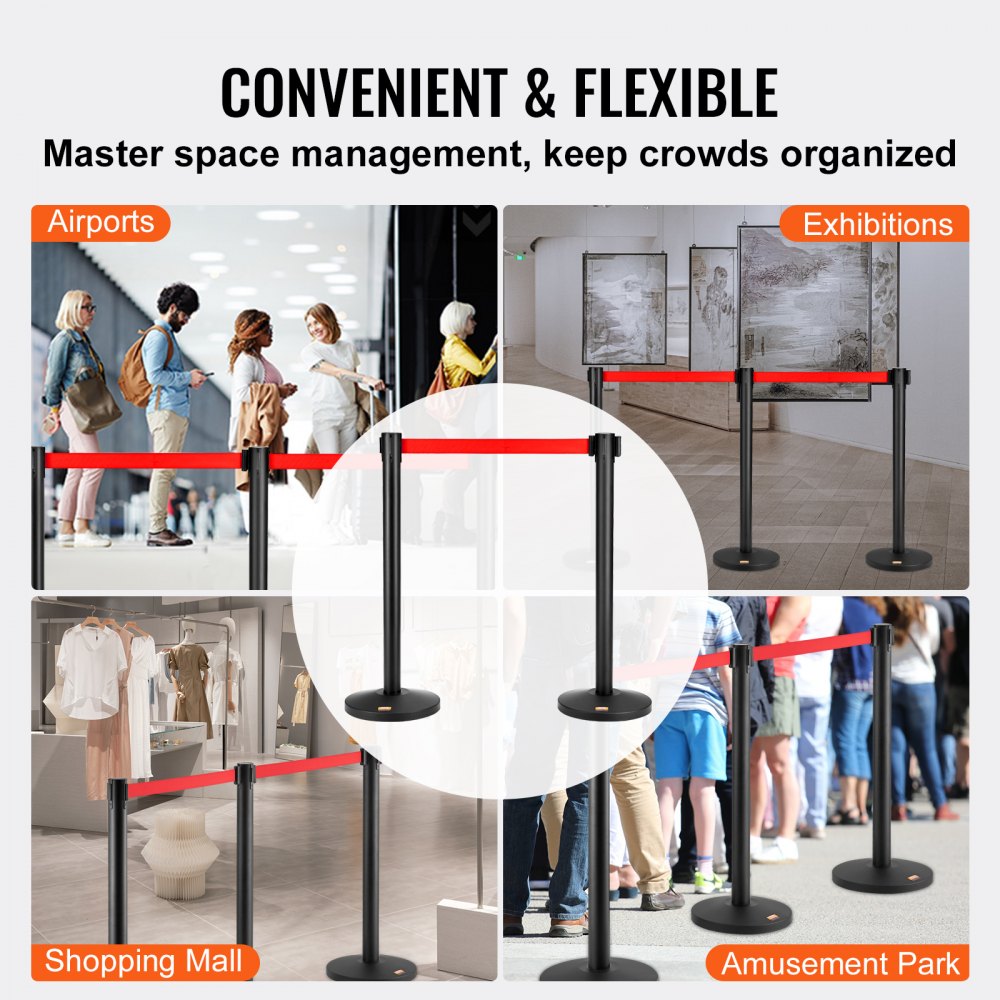 3.5MIHGREDD350BXG-2 - Durable Crowd Control Stanchions with 11FT Retractable Belt