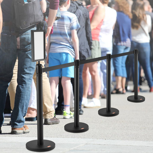 2MIHGHD1CPJD-6 - Durable Stainless Steel Crowd Control Stanchion with Sign Holder