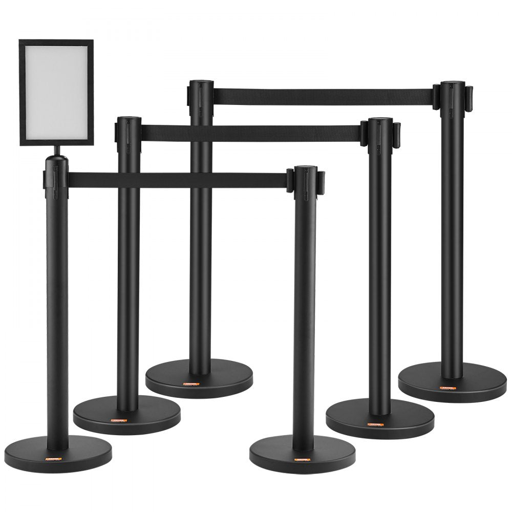 2MIHGHD1CPJD-6 - Durable Stainless Steel Crowd Control Stanchion with Sign Holder