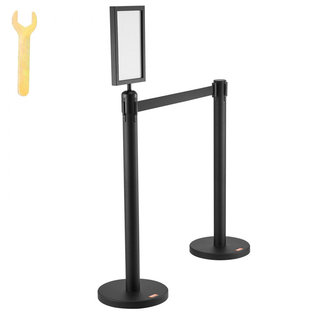 2MIHGHD1CPJD-6 - Durable Stainless Steel Crowd Control Stanchion with Sign Holder