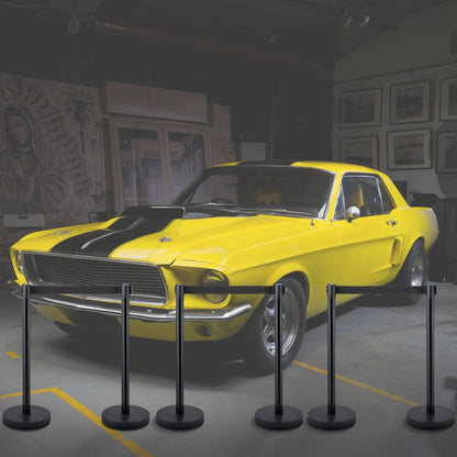 Stanchions 6Pcs - Durable Stainless Steel Crowd Control with 6.6FT Retractable Belts