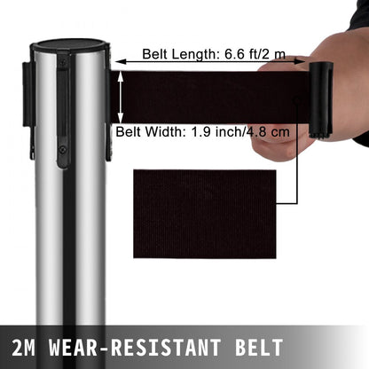 010218223258 - Stainless Steel Stanchions with 2m Retractable Belts, 6-Pack