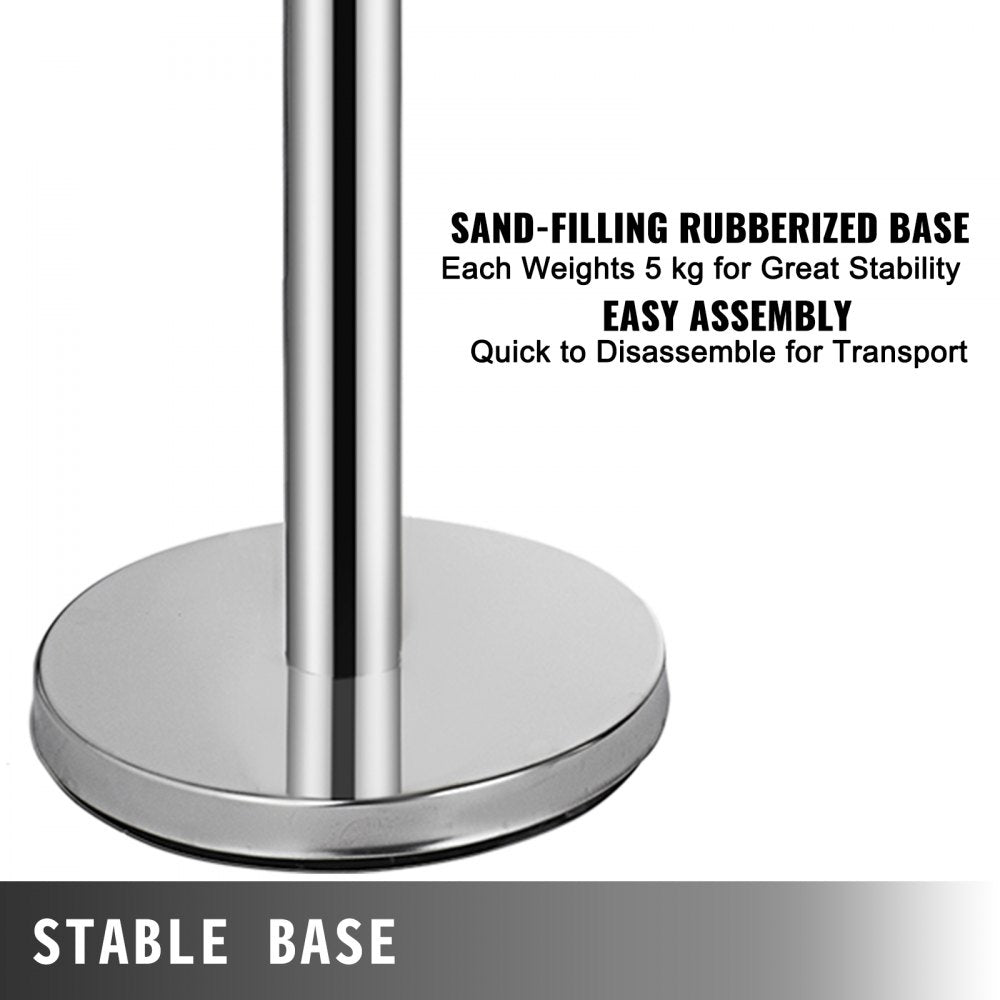 010218223258 - Stainless Steel Stanchions with 2m Retractable Belts, 6-Pack
