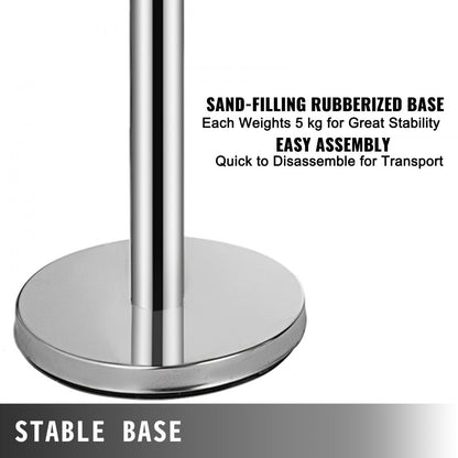 010218223258 - Stainless Steel Stanchions with 2m Retractable Belts, 6-Pack