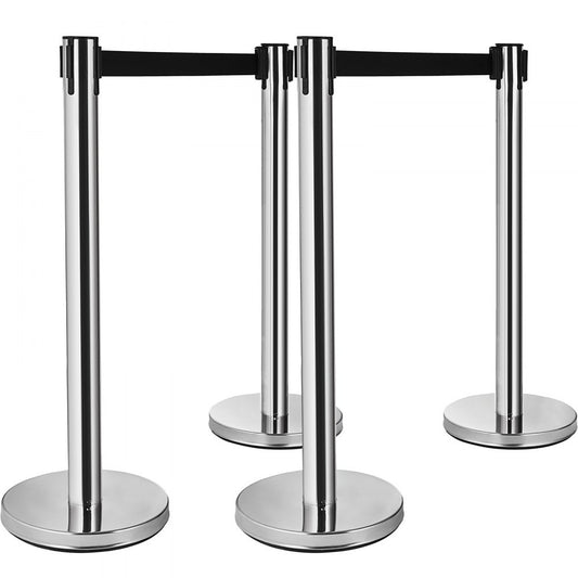010218223258 - Stainless Steel Stanchions with 2m Retractable Belts, 6-Pack