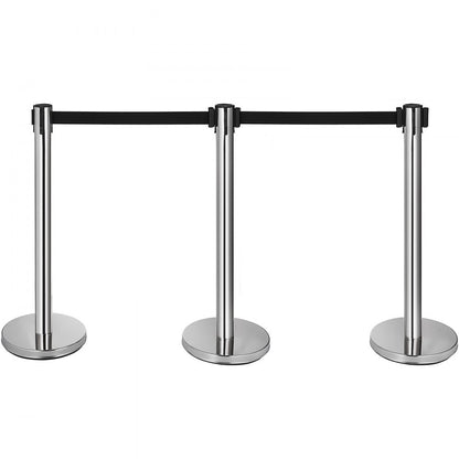 010218223258 - Stainless Steel Stanchions with 2m Retractable Belts, 6-Pack