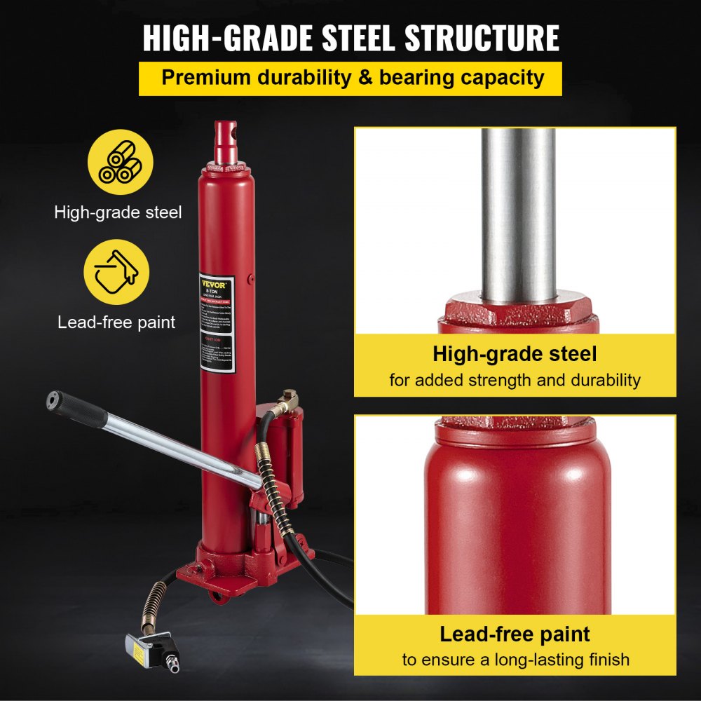VV-QCGQJD-HODJ-12T - 8-Ton Hydraulic Long Ram Jack for Easy Lifting