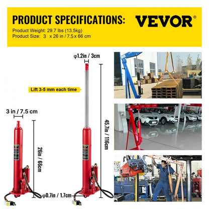 VV-QCGQJD-HODJ-12T - 8-Ton Hydraulic Long Ram Jack for Easy Lifting