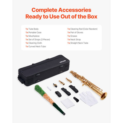 JASS－301 - B Flat Soprano Saxophone Kit with Case & Straps